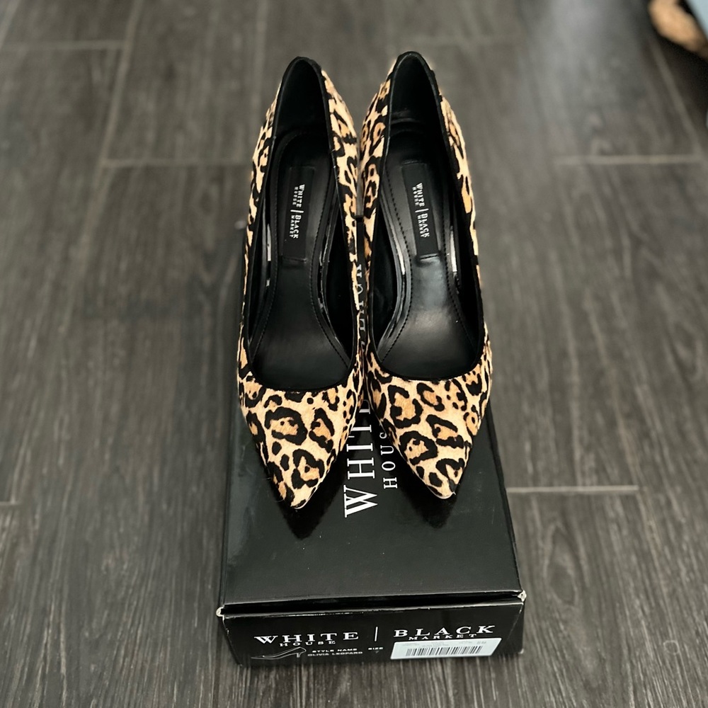 WHBM Leopard Leather Pumps